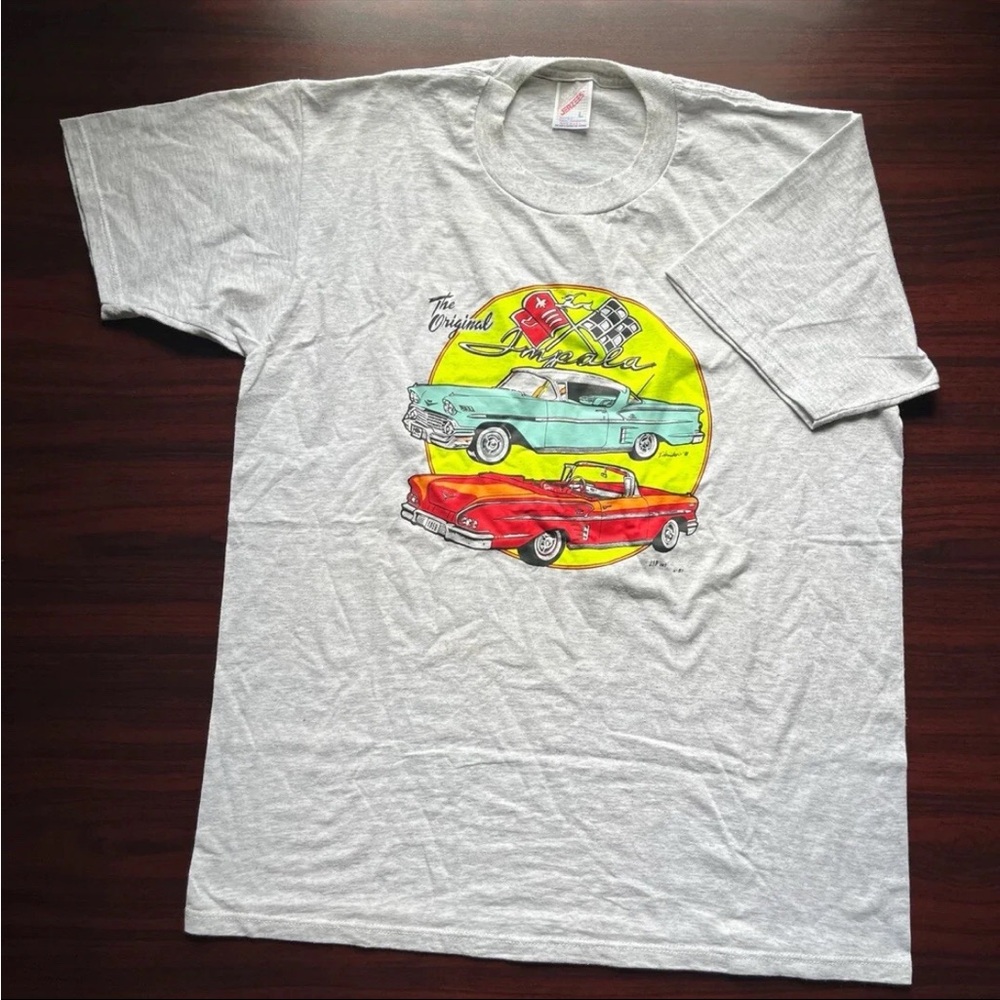 Vintage CHEVY IMPALA T Shirt Mens L Short Sleeve Nice Graphic Rare